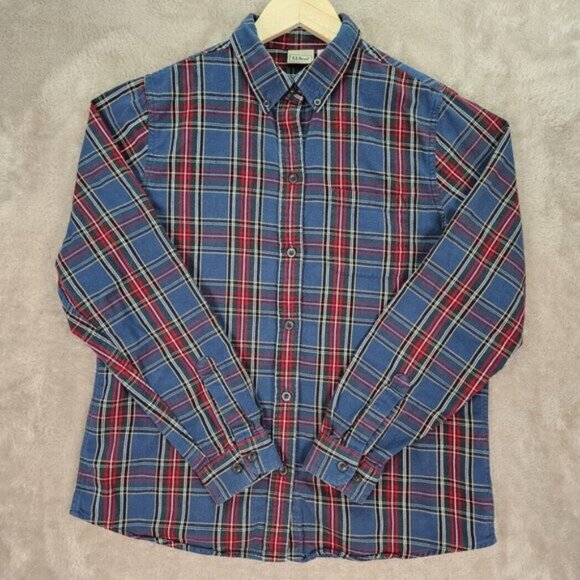 L.L.Bean Women's Scotch Plaid Flannel Shirt Pocket Long Sleeve Outdoor Size S - Picture 2 of 10